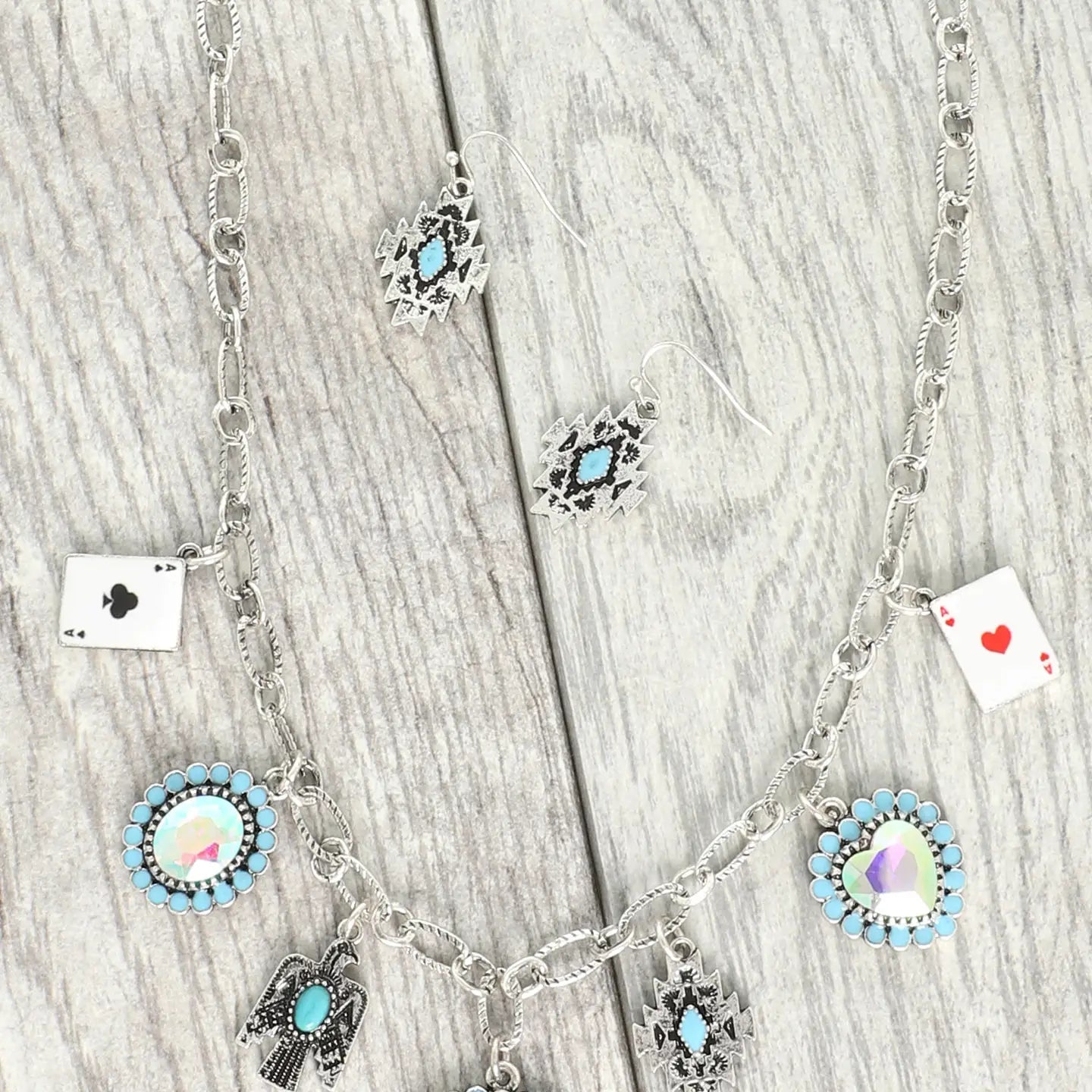 Jeweled Western Charm Necklace Set