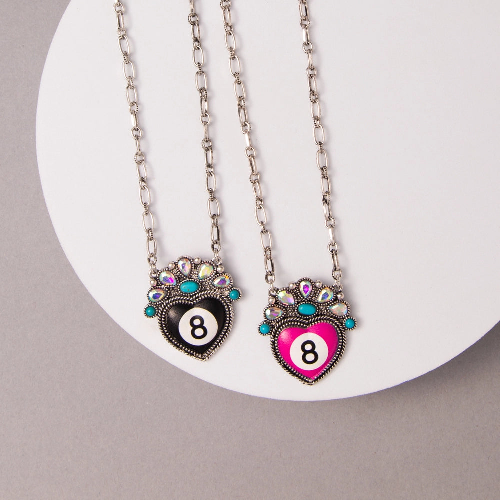 Western Rhinestone 8 Ball Necklace
