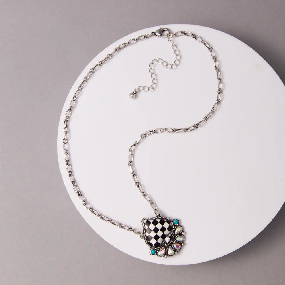 Checkered Spade Necklace