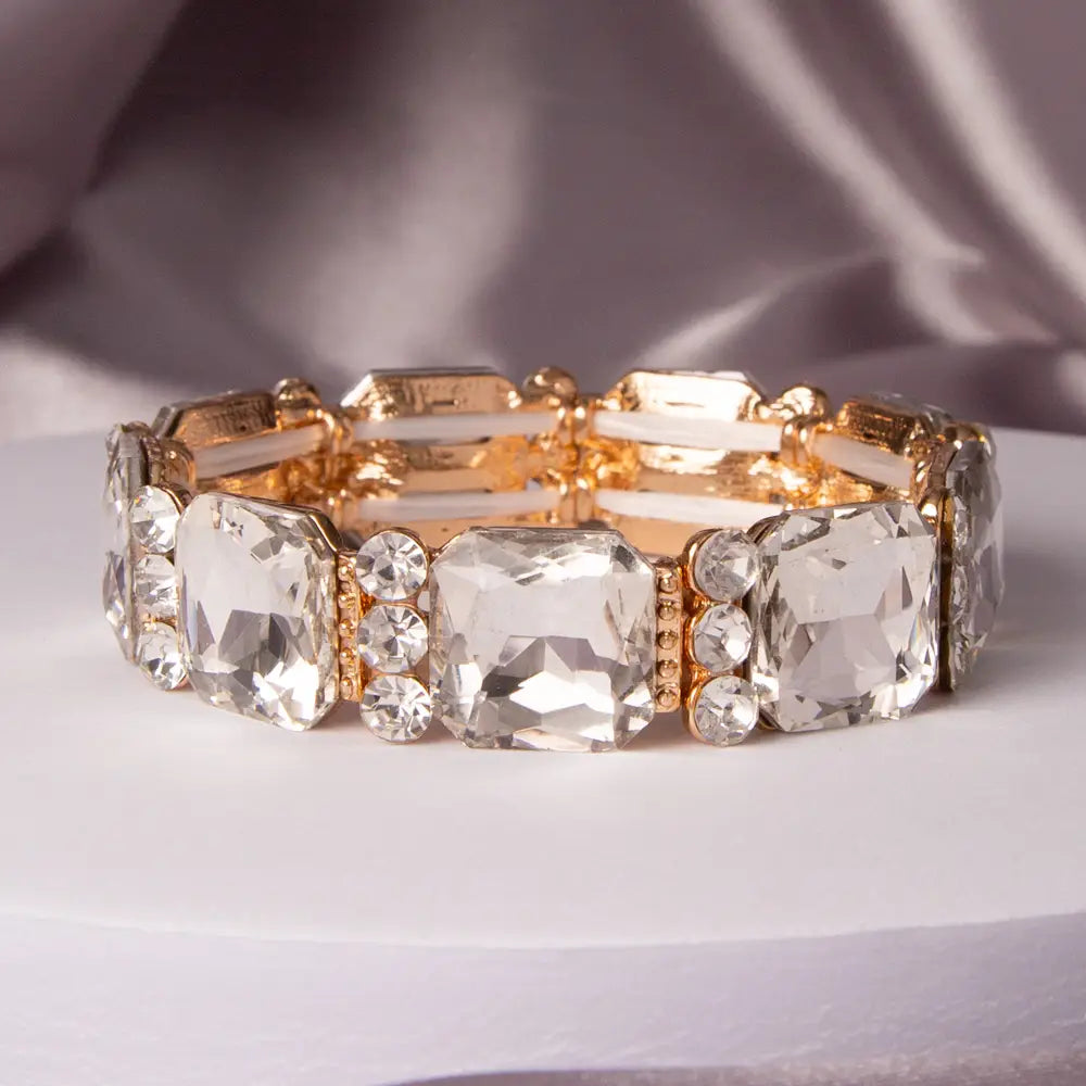 Rhinestone Cluster Stretch Bracelet