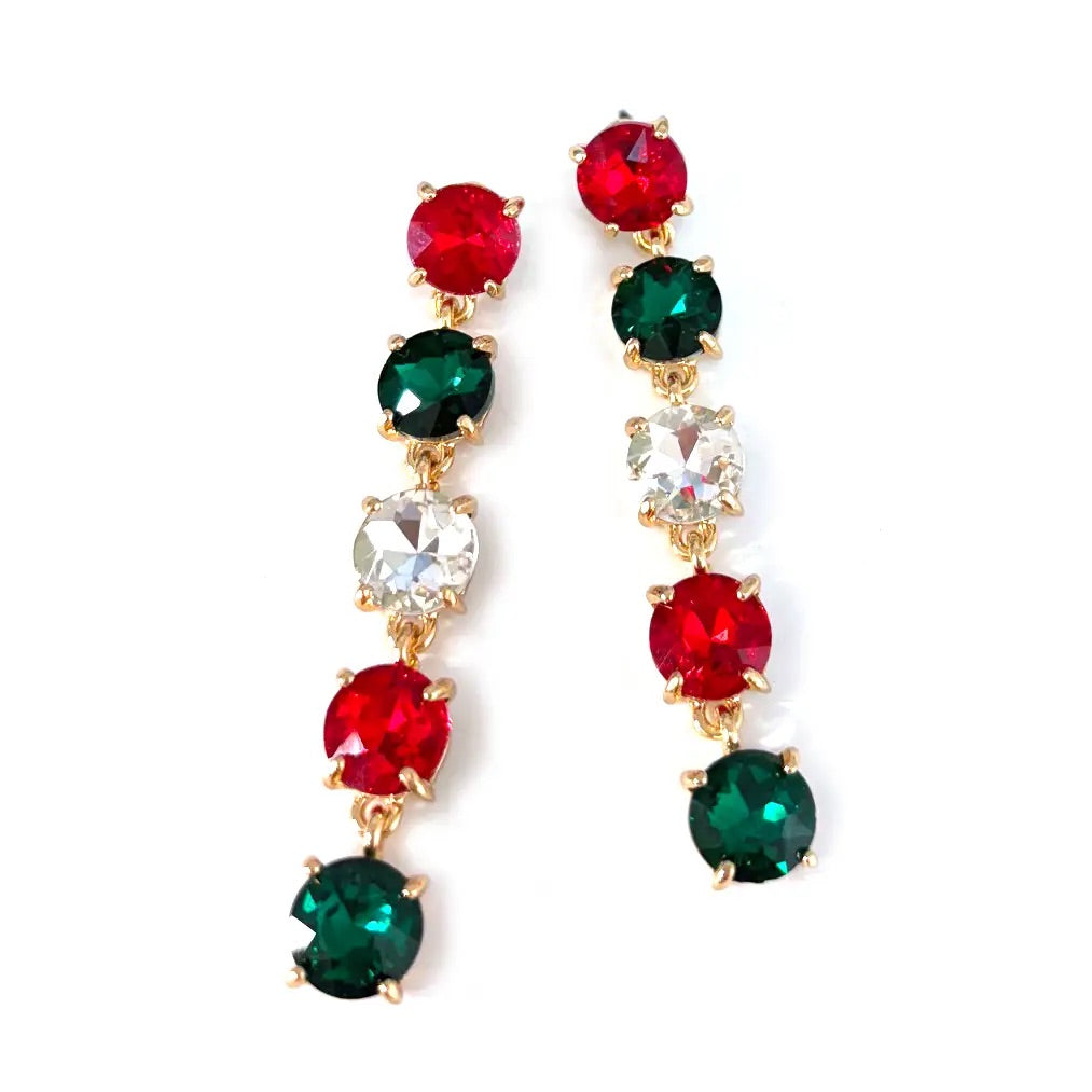 Christmas Rhinestone Dangle Earrings
