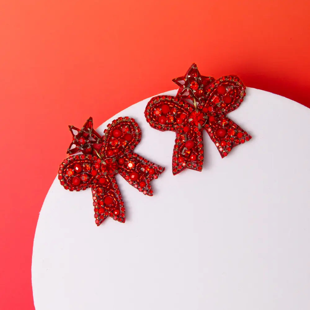 Rhinestone Bow Earrings