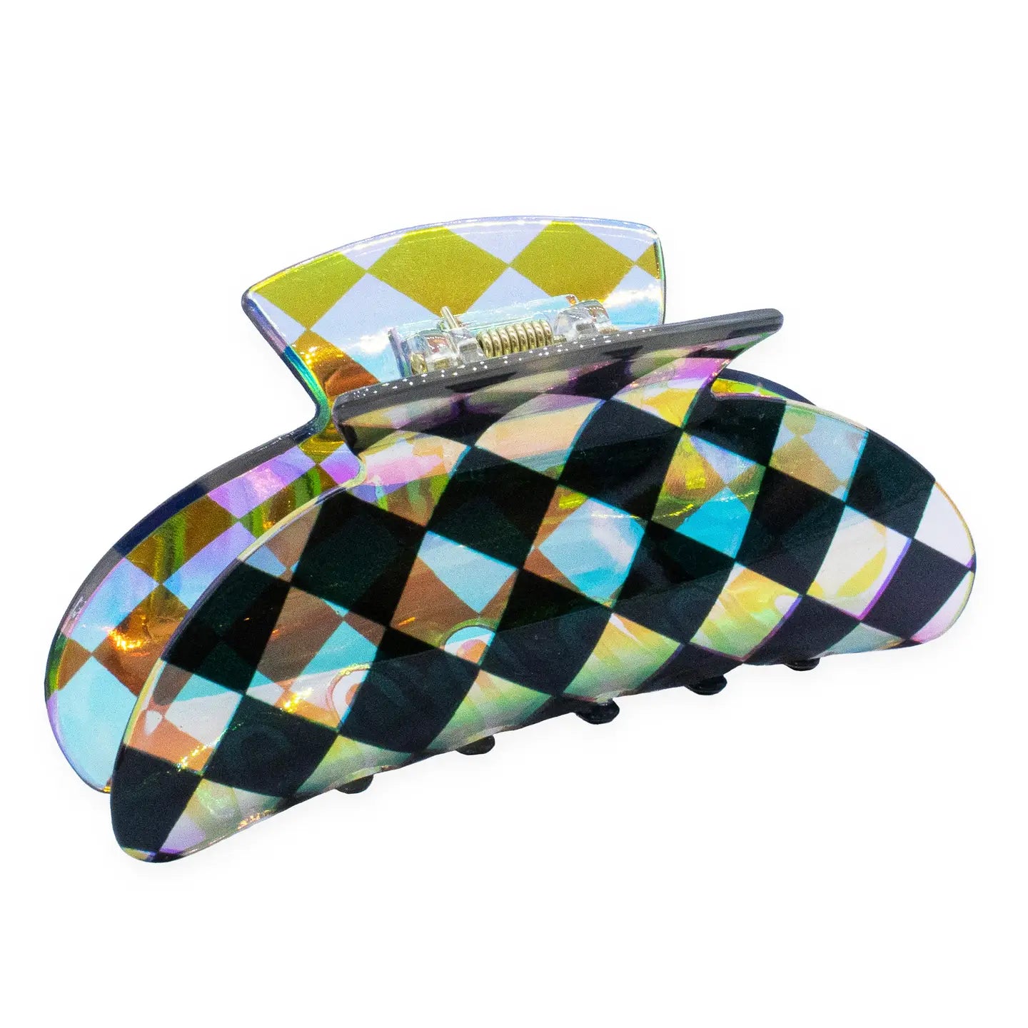 Iridescent Checkered Claw Clip