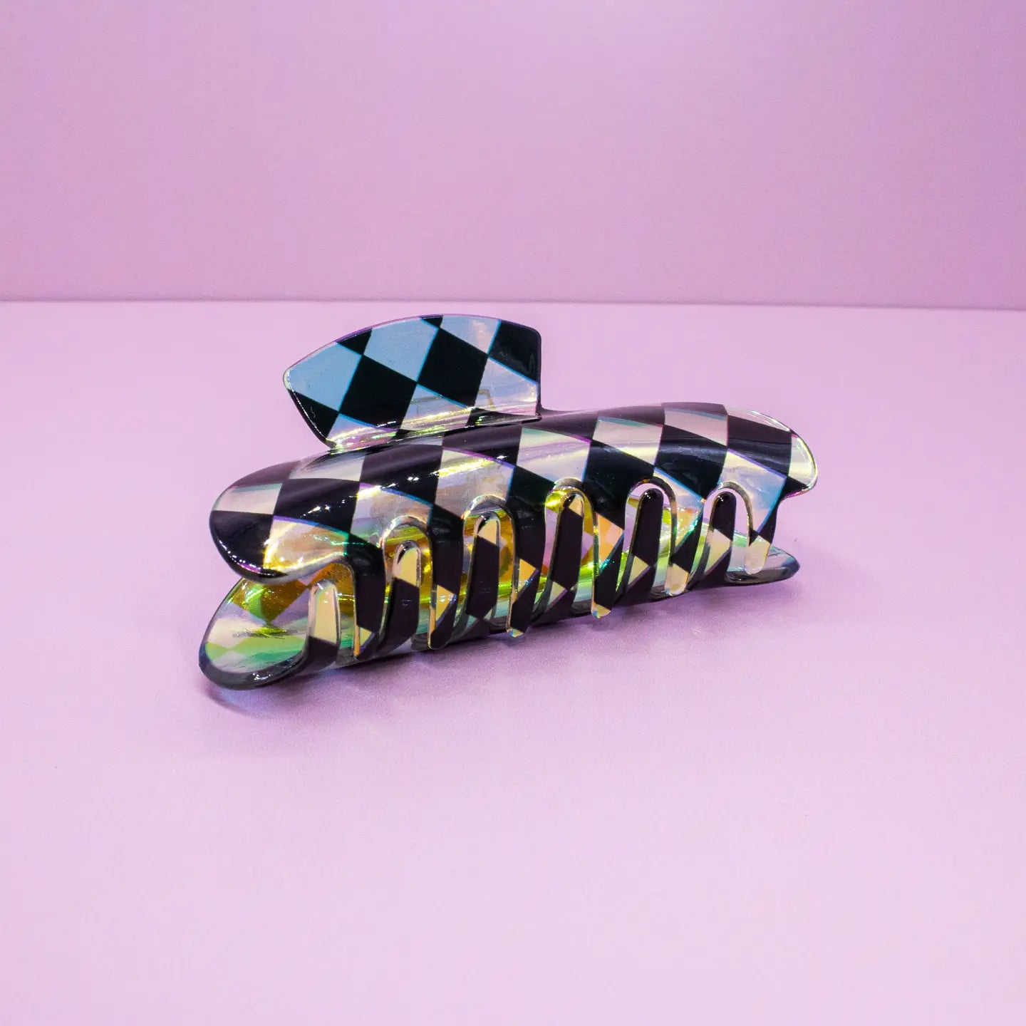 Iridescent Checkered Claw Clip