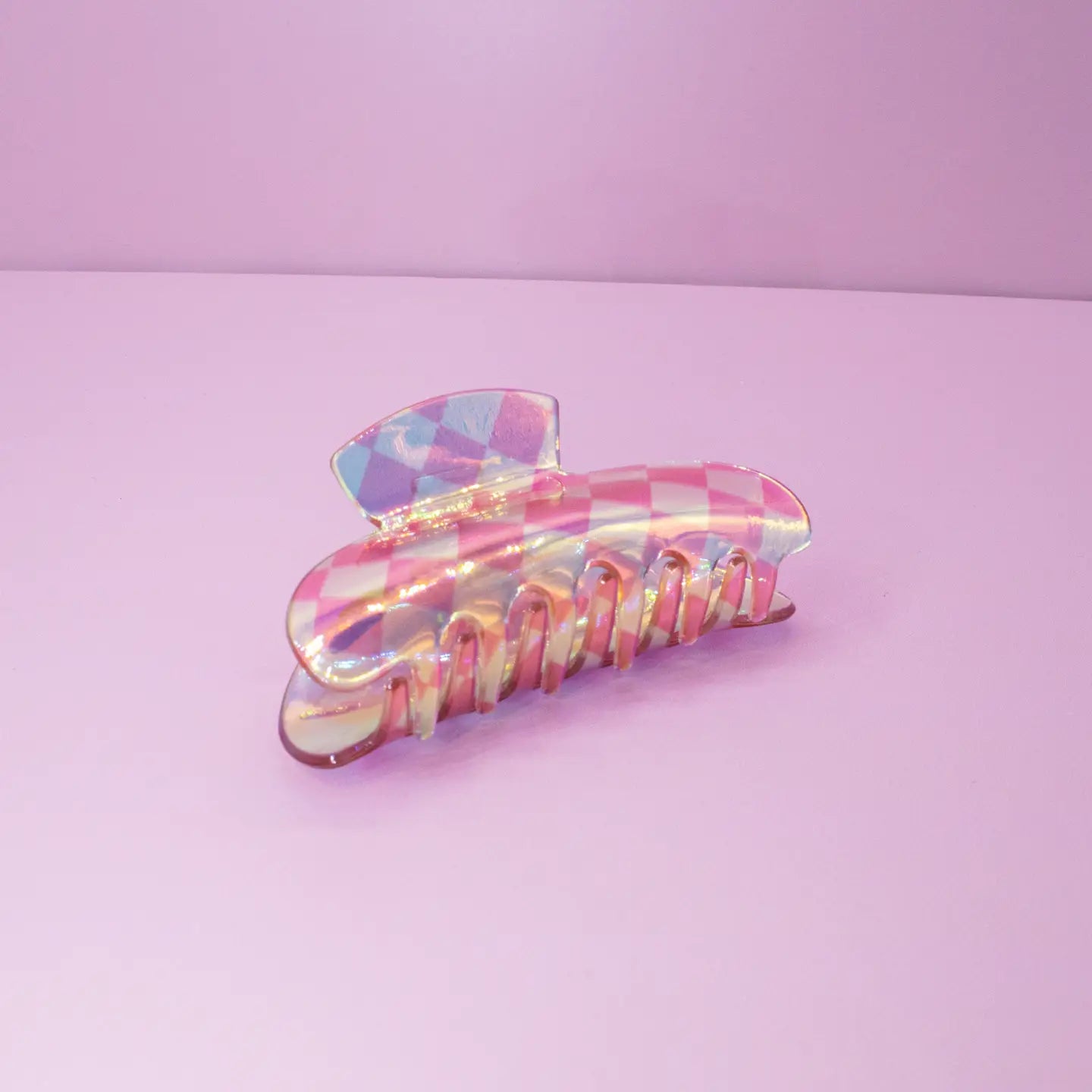Iridescent Checkered Claw Clip